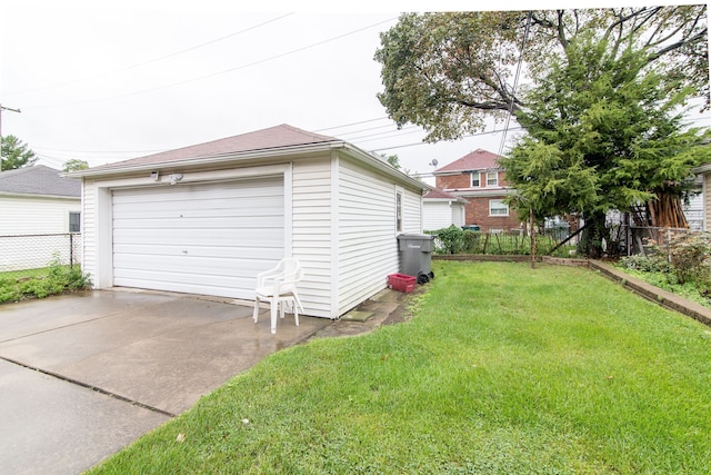 detached garage with fence