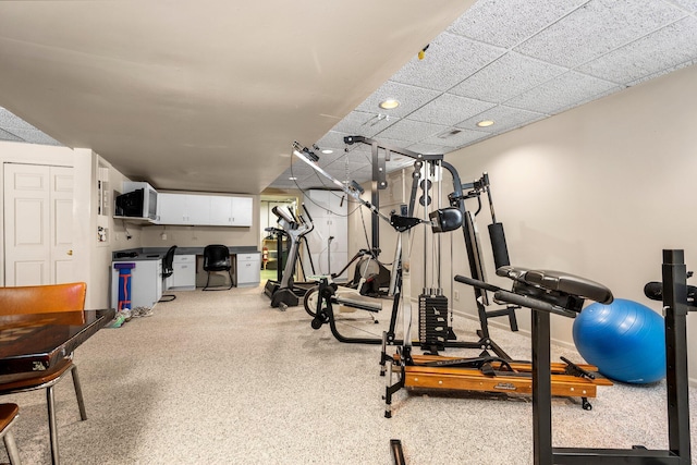 3603 Creekside Dr, Ann Arbor, MI 48105 - workout room featuring a paneled ceiling and recessed lighting