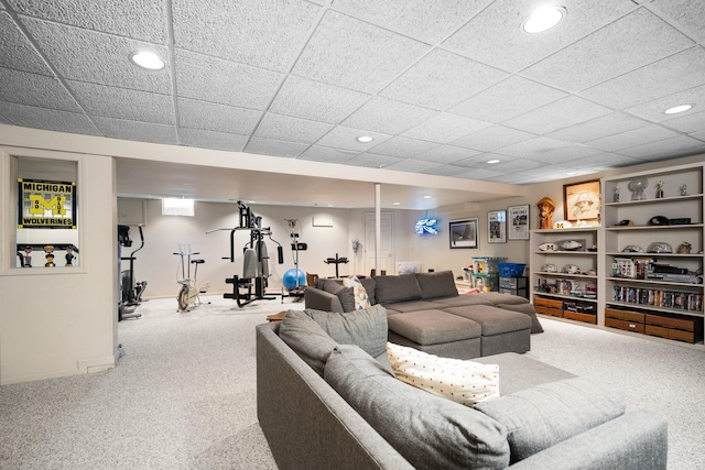 3603 Creekside Dr, Ann Arbor, MI 48105 - living room with carpet floors, baseboards, and recessed lighting