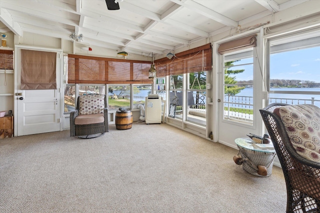 10458 Sleepy Hollow Ln, Mecosta, MI 49332 - sunroom with a water view and ceiling fan