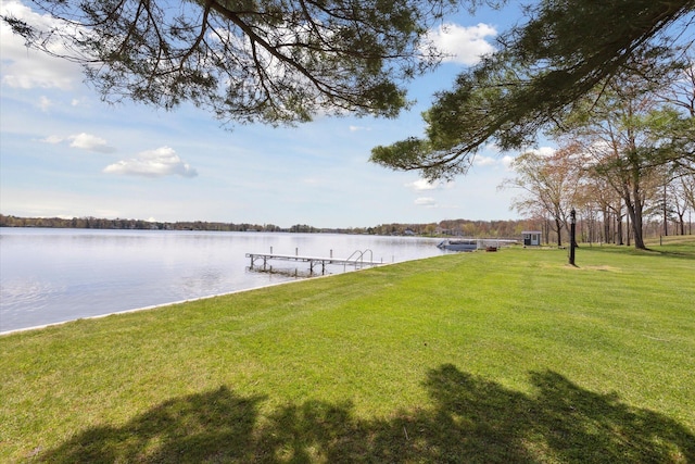 10458 Sleepy Hollow Ln, Mecosta, MI 49332 - dock area with a yard and a water view