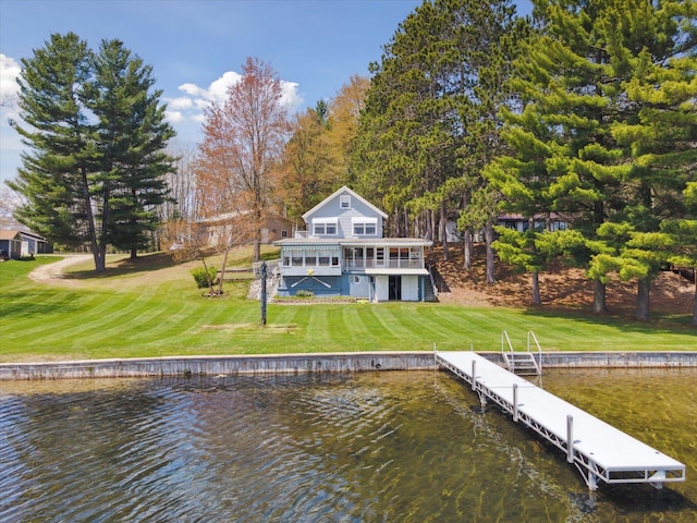 10458 Sleepy Hollow Ln, Mecosta, MI 49332 - back of property featuring a deck with water view and a yard
