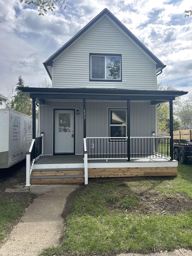 view of front facade featuring covered porch