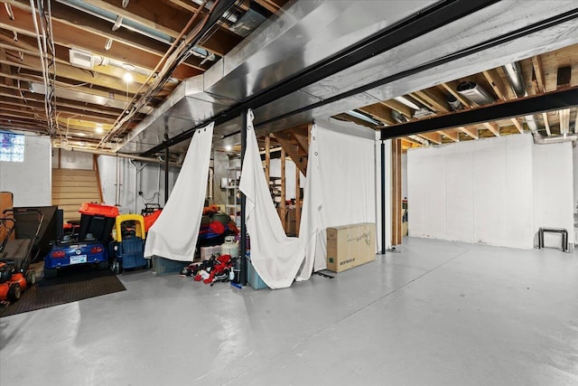 basement with stairs