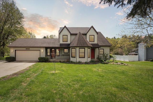 11104 Southbrook Dr, Ceresco, MI 49033 - view of front of property featuring an attached garage, concrete driveway, covered porch, and roof with shingles