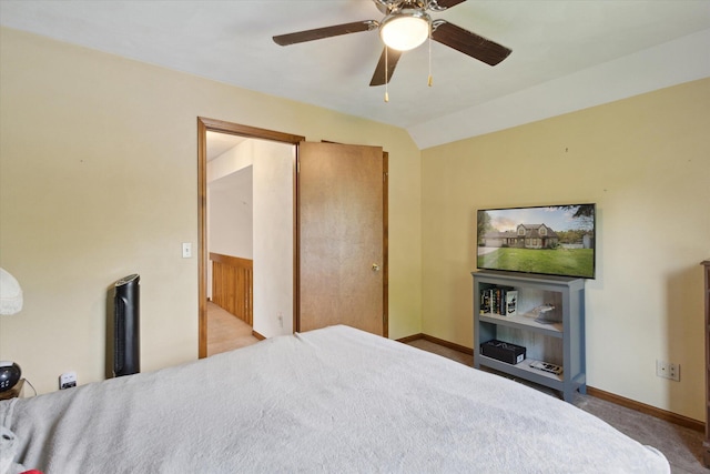 11104 Southbrook Dr, Ceresco, MI 49033 - bedroom featuring carpet flooring, baseboards, a ceiling fan, and lofted ceiling