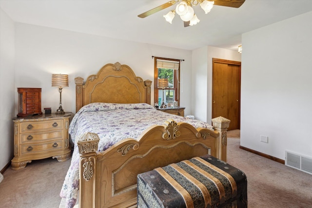 11104 Southbrook Dr, Ceresco, MI 49033 - bedroom featuring light colored carpet, baseboards, ceiling fan, and a closet
