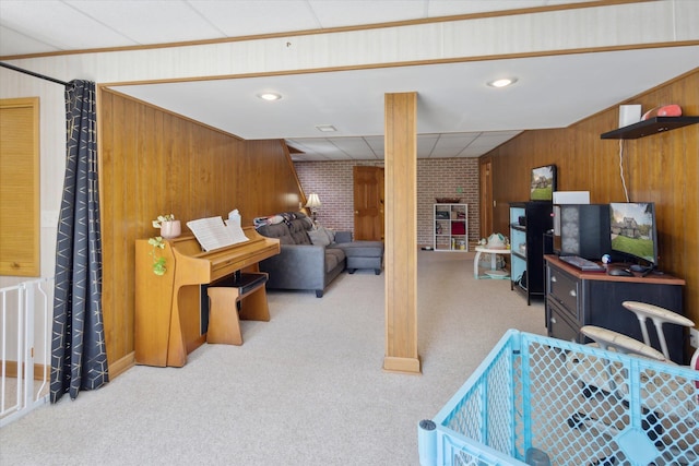 11104 Southbrook Dr, Ceresco, MI 49033 - carpeted living room with wooden walls
