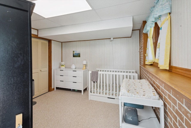 11104 Southbrook Dr, Ceresco, MI 49033 - bedroom featuring a drop ceiling, a closet, and carpet flooring
