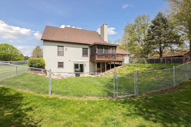 11104 Southbrook Dr, Ceresco, MI 49033 - rear view of house featuring a sunroom and a chimney