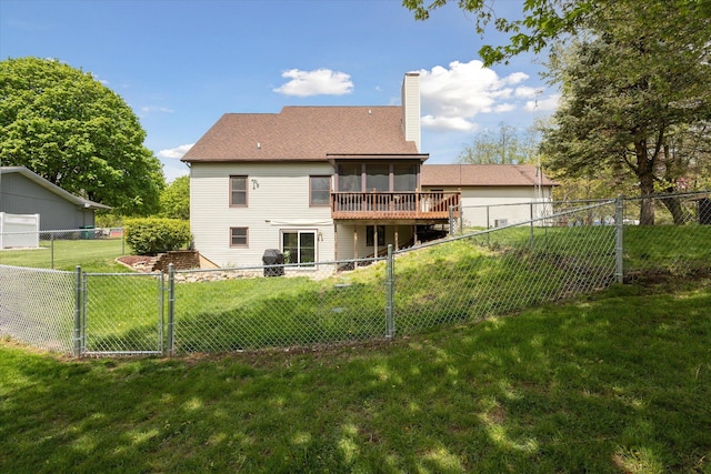 11104 Southbrook Dr, Ceresco, MI 49033 - back of house featuring a sunroom, a chimney, roof with shingles, and a gate