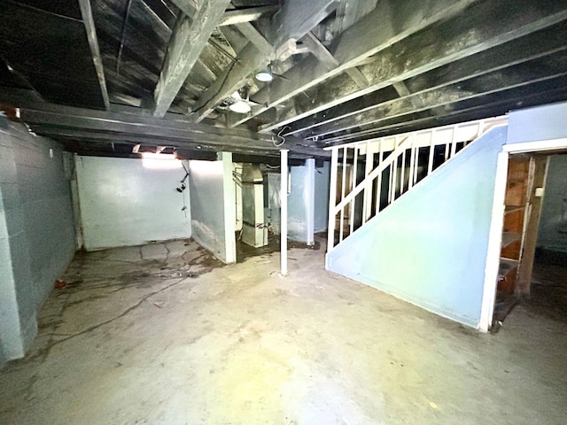 16476 Rossini Dr, Detroit, MI 48205 - unfinished basement featuring stairs and heating unit