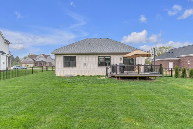 3166 Roma, Wixom, MI 48393 - rear view of house featuring brick siding and a wooden deck