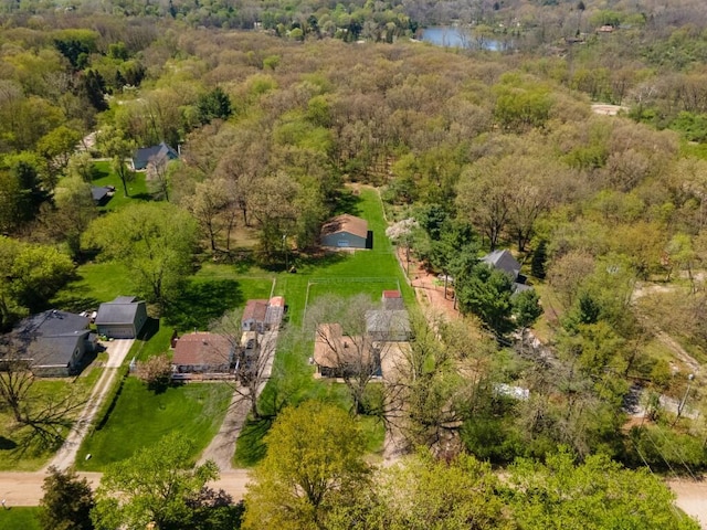 aerial view featuring a forest view