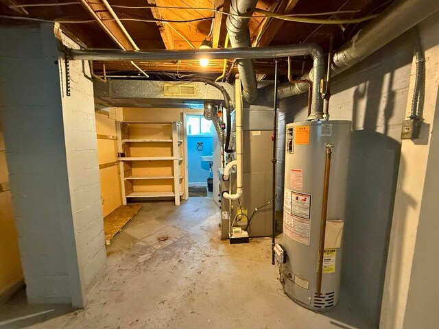 utilities featuring water heater and heating unit