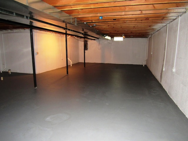 view of unfinished basement