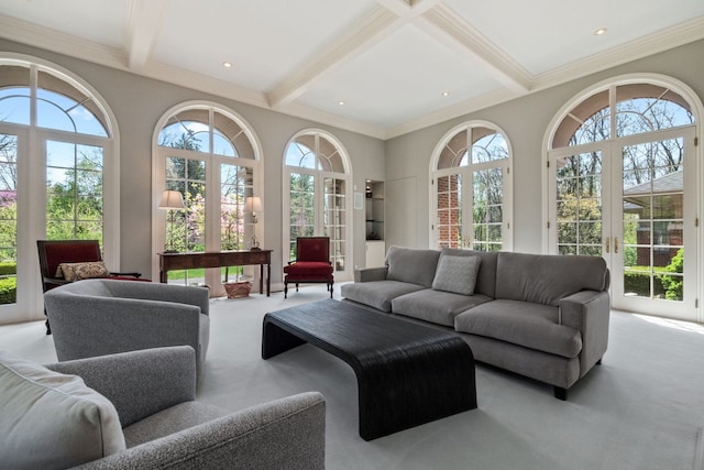 230 Corrie Rd, Ann Arbor, MI 48105 - lobby with beamed ceiling, ornamental molding, and coffered ceiling