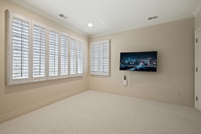 230 Corrie Rd, Ann Arbor, MI 48105 - unfurnished living room with ornamental molding, carpet floors, plenty of natural light, recessed lighting, and baseboards