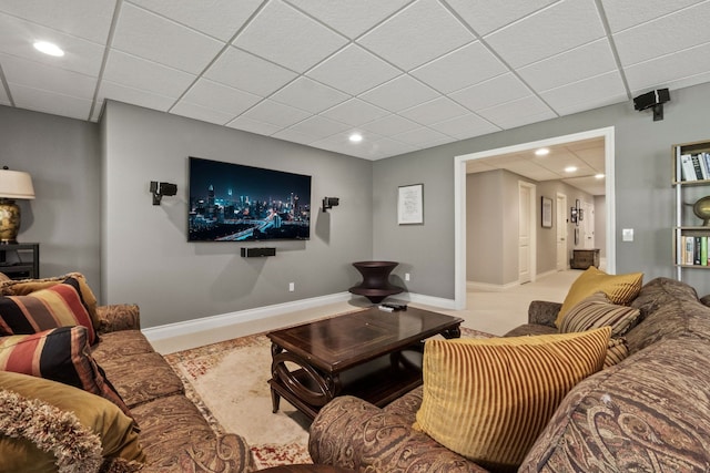 230 Corrie Rd, Ann Arbor, MI 48105 - living room featuring recessed lighting, baseboards, and a drop ceiling