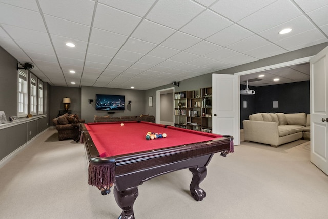 230 Corrie Rd, Ann Arbor, MI 48105 - rec room featuring carpet flooring, pool table, recessed lighting, and baseboards