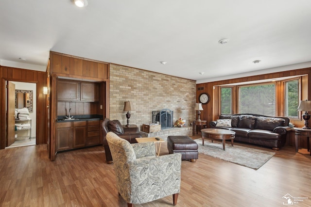 2330 Ashby St, Trenton, MI 48183 - living area with wood finished floors and wooden walls