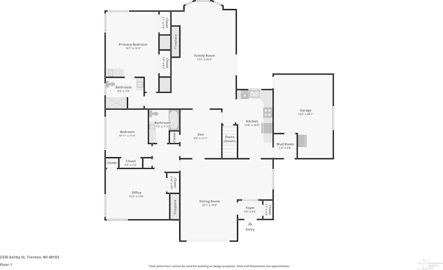 2330 Ashby St, Trenton, MI 48183 - floor plan / room layout