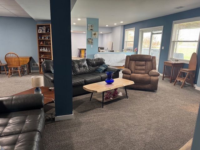 2660 Bay Pt, Imlay City, MI 48444 - carpeted living room with recessed lighting