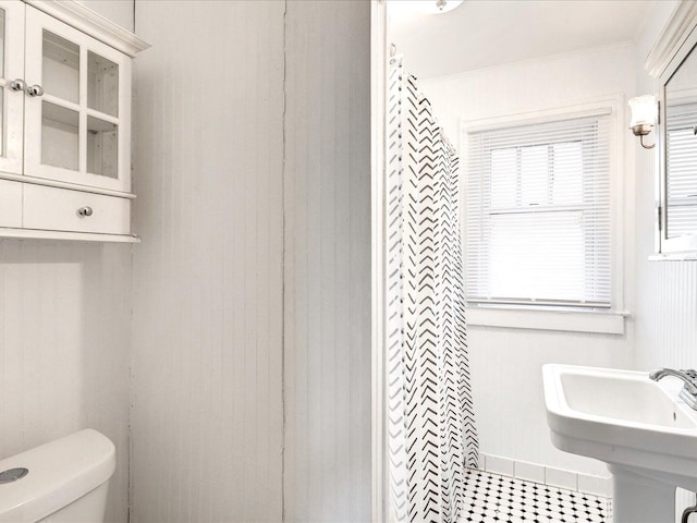 1308 10th St, Port Huron, MI 48060 - bathroom with toilet, a sink, and ornamental molding
