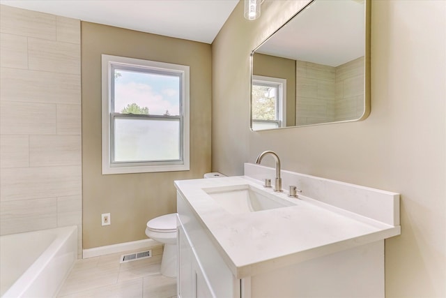 2365 Middlebelt Rd, West Bloomfield, MI 48324 - bathroom featuring toilet, tile patterned flooring, baseboards, and vanity