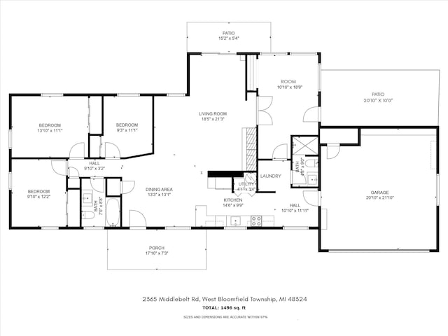 2365 Middlebelt Rd, West Bloomfield, MI 48324 - property floor plan