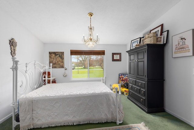 880 W Ave, Big Rapids, MI 49307 - bedroom featuring carpet, a chandelier, and baseboards