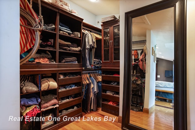 walk in closet featuring wood finished floors