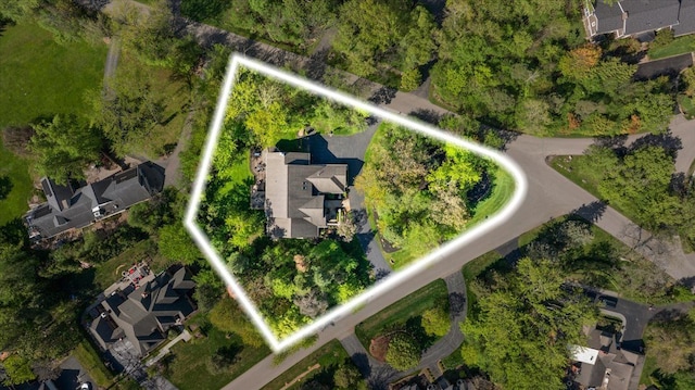 31080 Lucerne Dr, Franklin, MI 48025 - aerial view of residential area with property parcel outlined