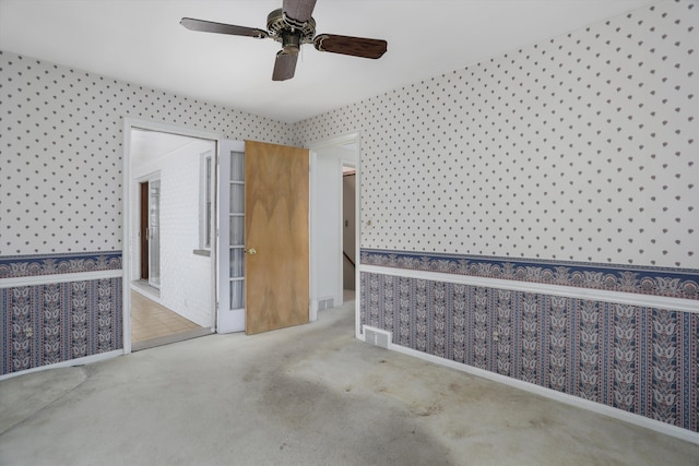 1133 Balfour St, Grosse Pointe Park, MI 48230 - spare room with wallpapered walls, carpet floors, and a ceiling fan