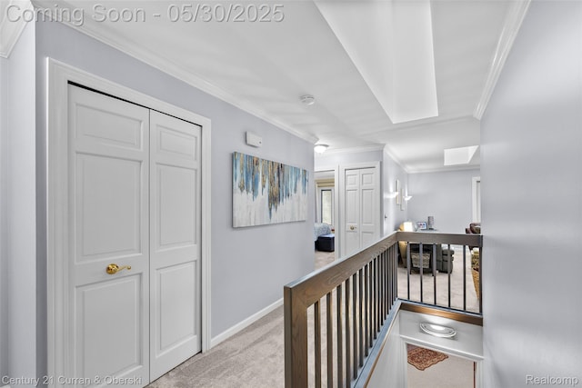 1162 Heights Rd, Lake Orion, MI 48362 - corridor featuring crown molding, carpet, and baseboards