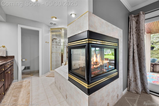 1162 Heights Rd, Lake Orion, MI 48362 - detailed view of crown molding, baseboards, and baseboard heating