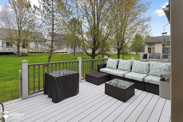 4433 Sunset Blvd, Grand Blanc, MI 48439 - deck with an outdoor hangout area and a lawn