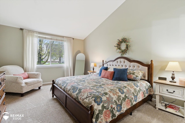 4433 Sunset Blvd, Grand Blanc, MI 48439 - bedroom featuring carpet, lofted ceiling, and baseboards