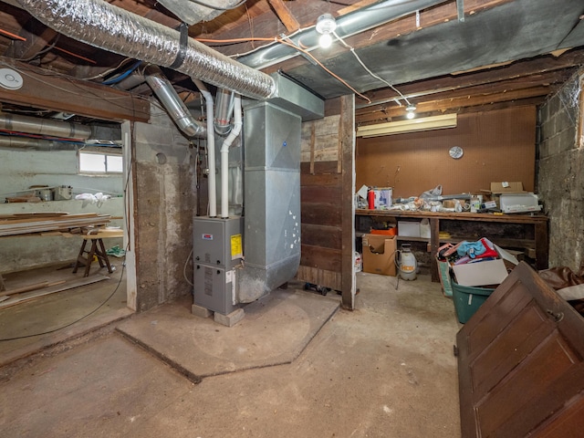 unfinished below grade area with heating unit