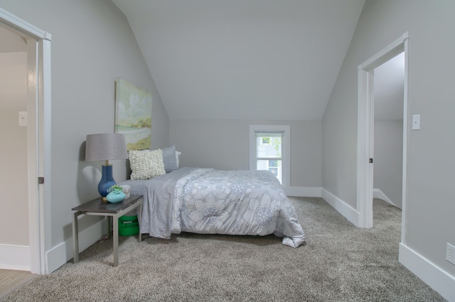 127 Bates St, Jackson, MI 49202 - bedroom with lofted ceiling, carpet, and baseboards