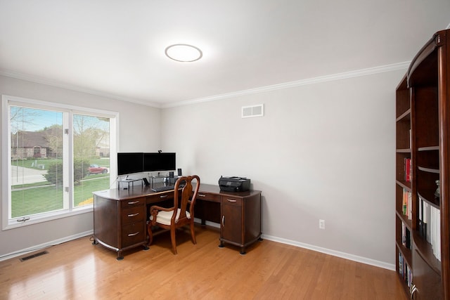 1204 Bradbury Dr, Troy, MI 48098 - office space with ornamental molding, light wood-type flooring, and baseboards