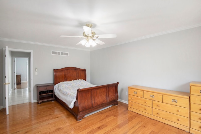 1204 Bradbury Dr, Troy, MI 48098 - bedroom with ornamental molding, light wood-style floors, baseboards, and ceiling fan