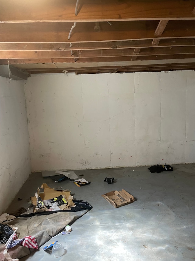 view of unfinished below grade area
