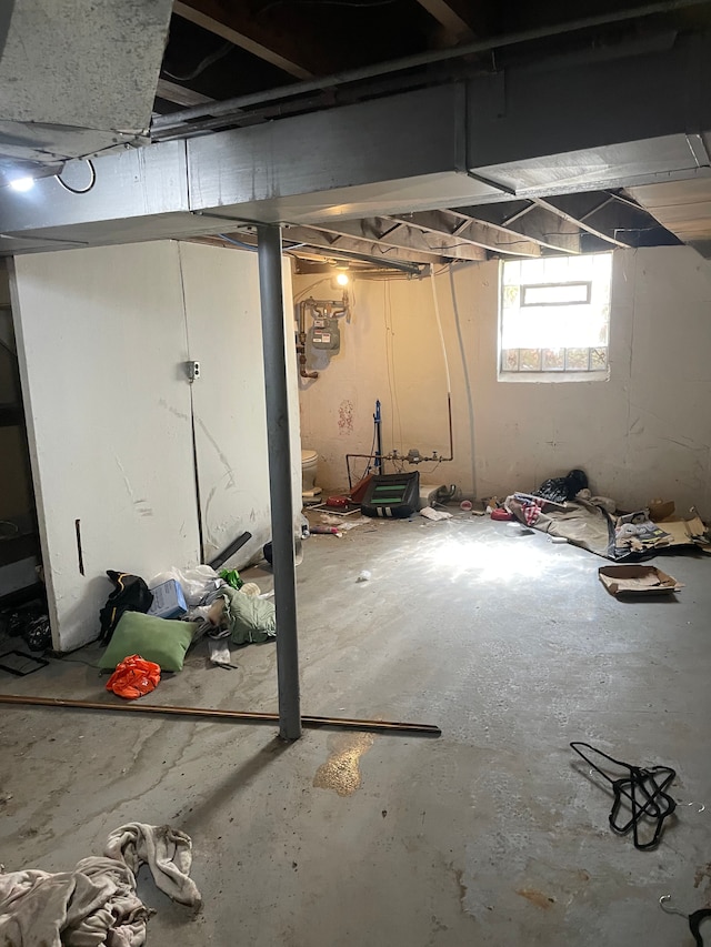 below grade area featuring gas meter