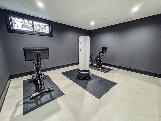 47490 Bellagio Dr, Northville, MI 48167 - exercise room with arched walkways and recessed lighting