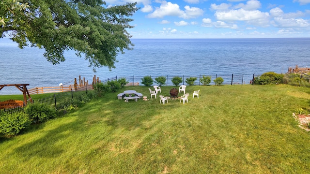 water view featuring fence