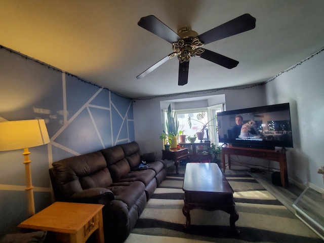 4235 Vine St, Brown City, MI 48416 - living room with ceiling fan, carpet floors, and baseboards
