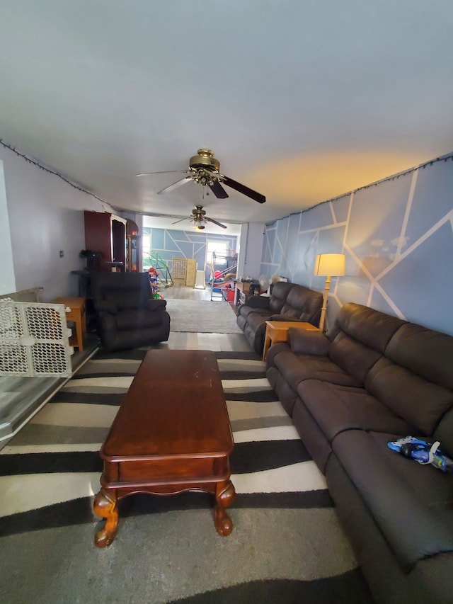 4235 Vine St, Brown City, MI 48416 - living area featuring a ceiling fan and carpet flooring