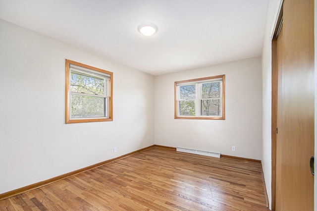 2228 Washington Ave, Saint Joseph, MI 49085 - empty room featuring baseboard heating, light wood finished floors, and baseboards