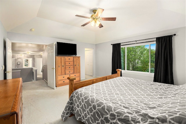 1079 Trailside Blvd, Wixom, MI 48393 - carpeted bedroom with vaulted ceiling, a ceiling fan, and a closet